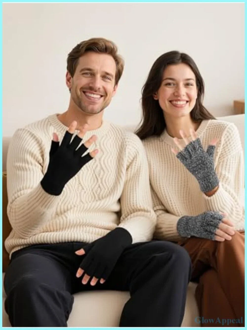 2 Pairs Thick Fingerless Gloves Warm Knit Half Finger Gloves for Working Typing